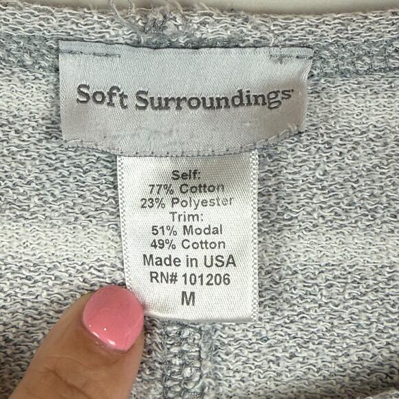 Soft Surroundings Sweatshirt Womens Medium Gray White Striped Casual Everyday - Picture 4 of 7